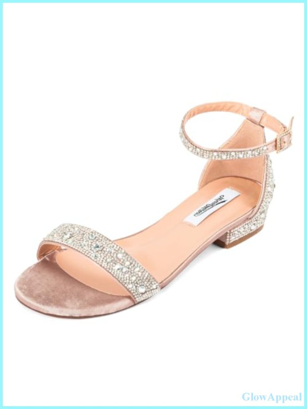 Wide Width Rhinestone Flat Sandals with Arch Support & Cushioned Footbed